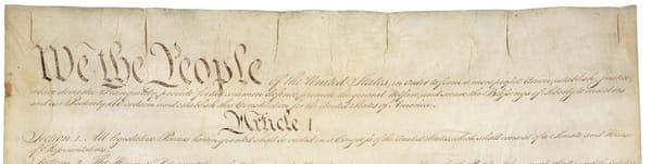 Constitution of the United States. "We the People" in large script, continuing through Article I, Section 1.